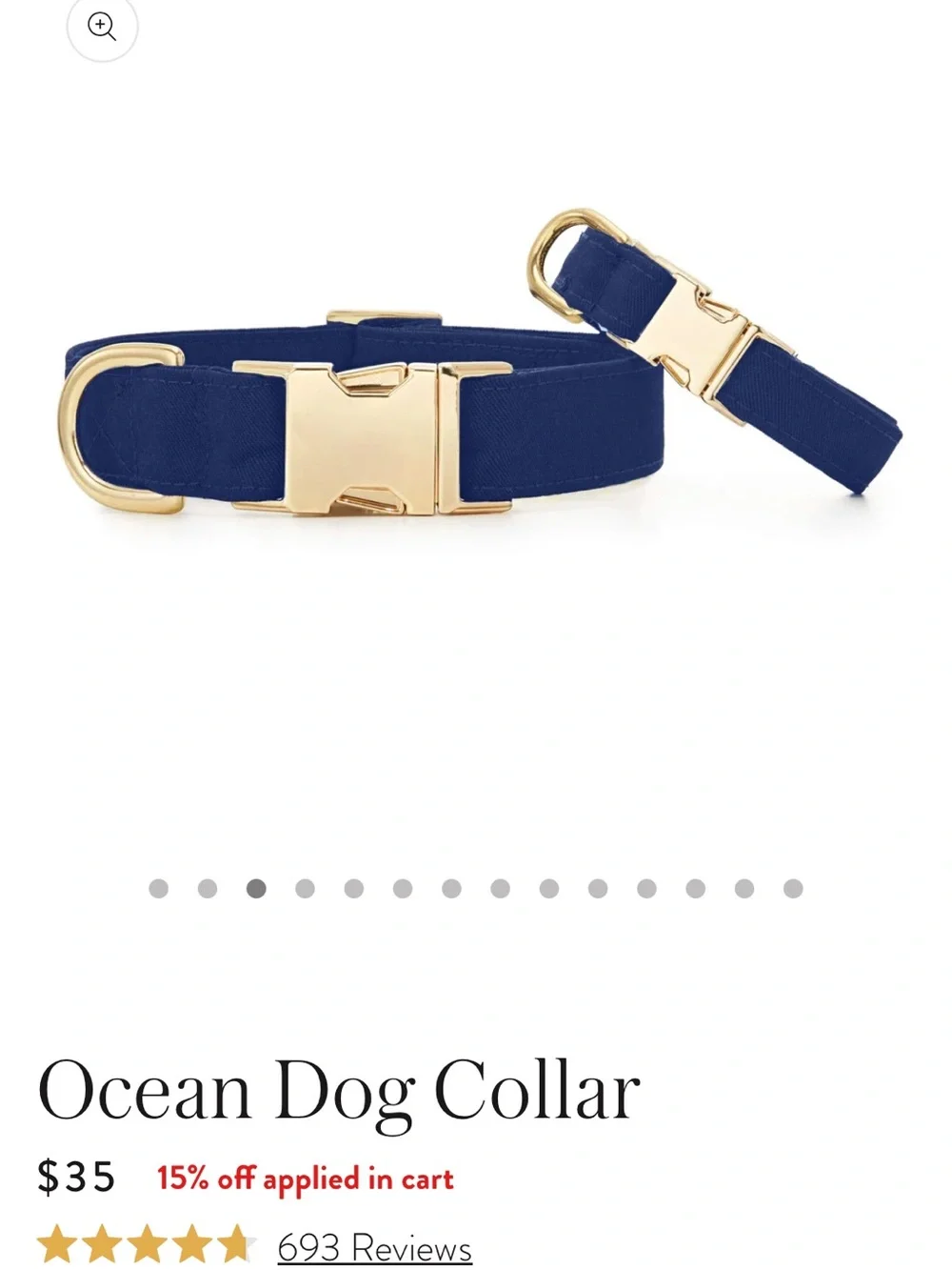 2 The Foggy Dog Adjustable Dog Collars - Navy and light blue. Small